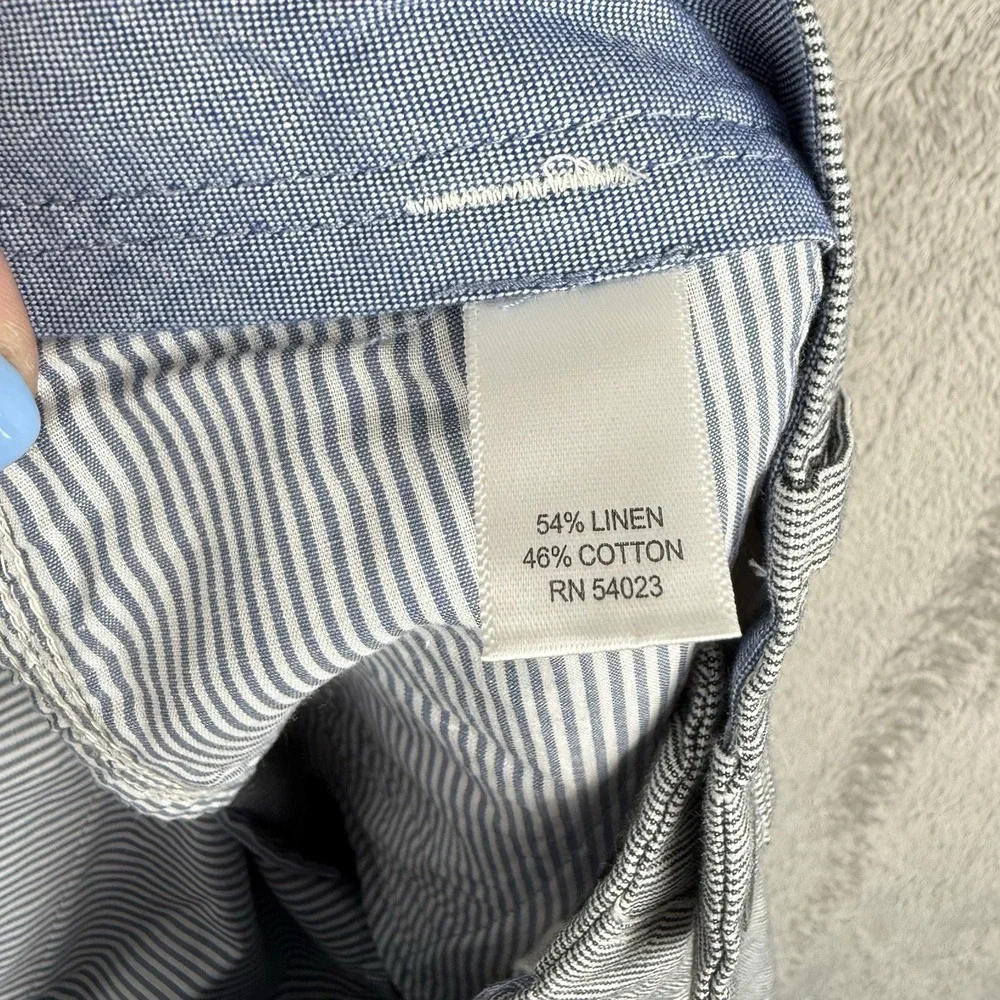 Banana Republic Pants Mens 34x30‎ Gray White PInstripe Straight Fit Linen NWT